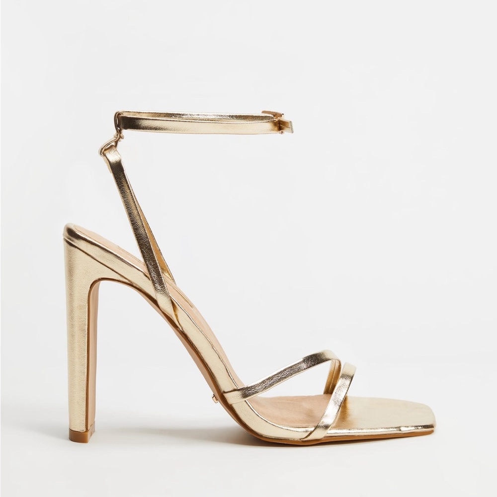 Billini Yamille Metallic Gold Strappy High Heel Sandals